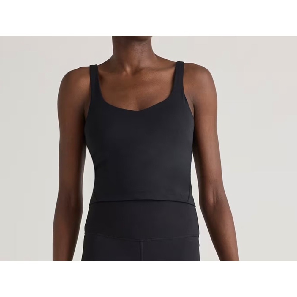 Quince Womens Ultra Form V Neck Cropped Tank XS Quick Dry Sustainable‎ Black